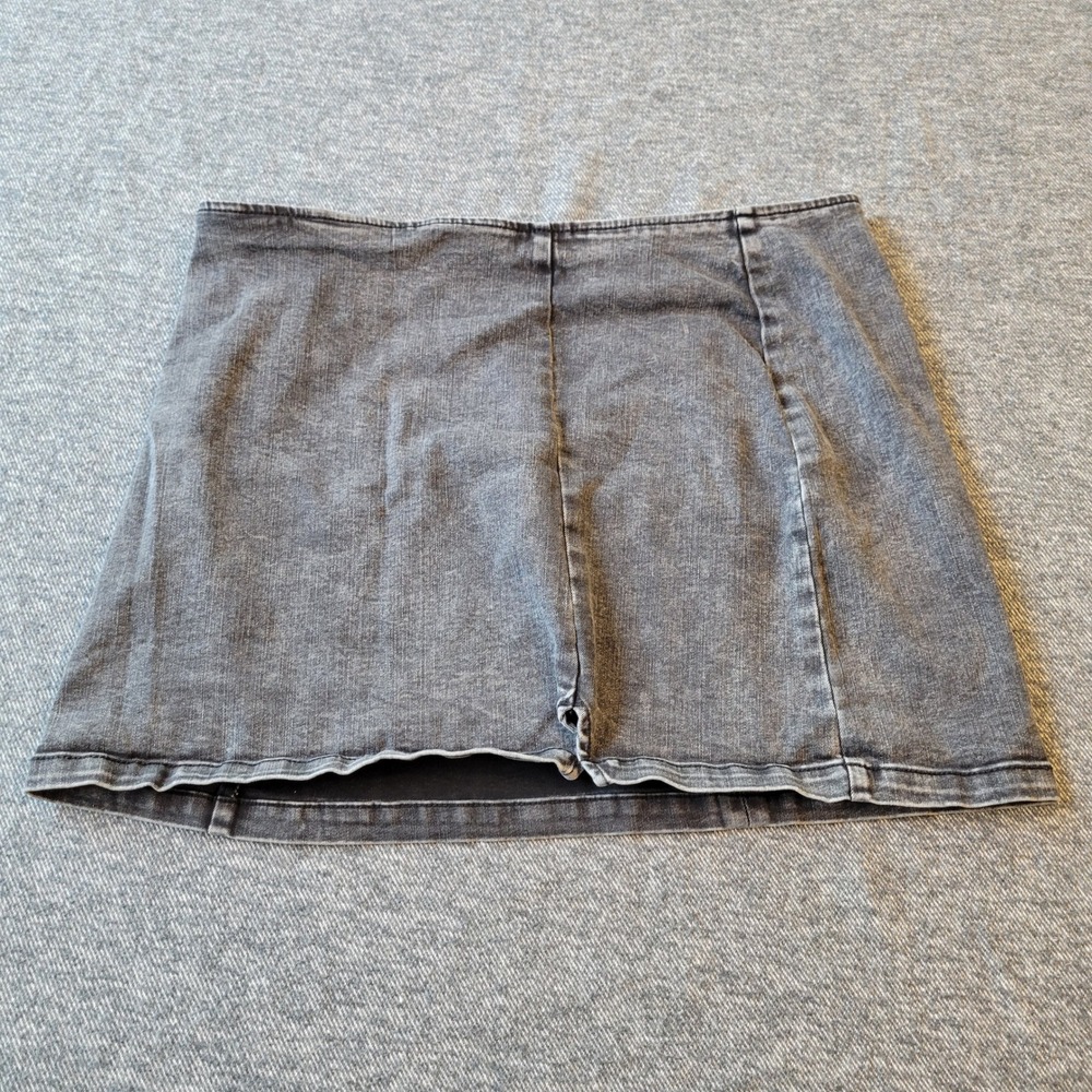 Wild Fable Gray Acid Wash Denim Mini Skirt Side Zip Size 18